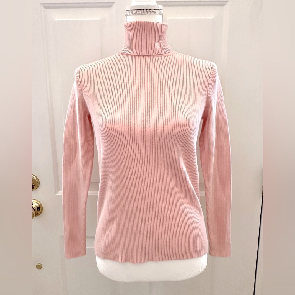Ralph Lauren Soft Pink Ribbed Turtleneck Sweater